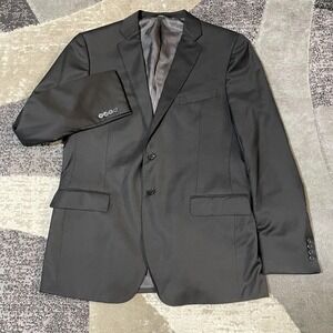 Loro Piana Fabric Suit Jacket Men 44L Black Wool 2 Button Blazer Super 120s USA